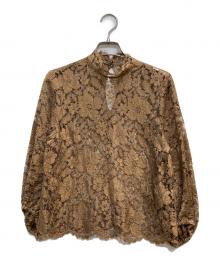 VERMEIL par iena（ヴェルメイユ パー イエナ）の古着「ラメリバーレースパフスリーブブラウス」｜ブラウン