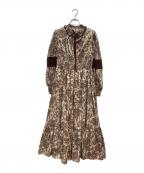 HER LIP TOハーリップトゥ）の古着「Winter Floral Long-sleeve Dress」｜ブラウン