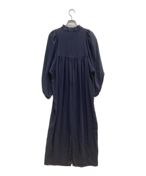 VERMEIL par iena（ヴェルメイユ パー イエナ）VERMEIL par iena (ヴェルメイユ パー イエナ) アセテートバックサテンジョーゼットワンピース ネイビー サイズ:-の古着・服飾アイテム
