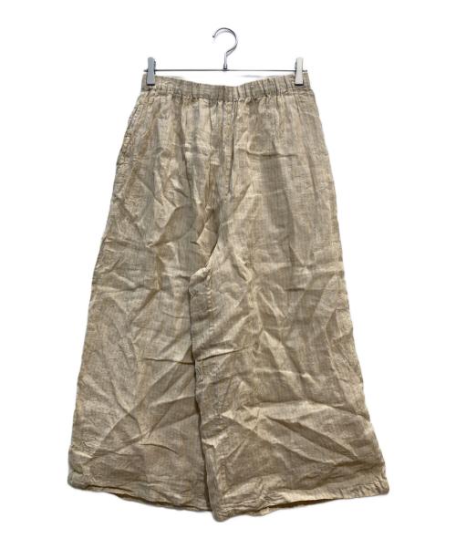 maison de soil（メゾンドソイル）maison de soil (メゾンドソイル) リネンストライプワイドパンツ ベージュ サイズ:2の古着・服飾アイテム