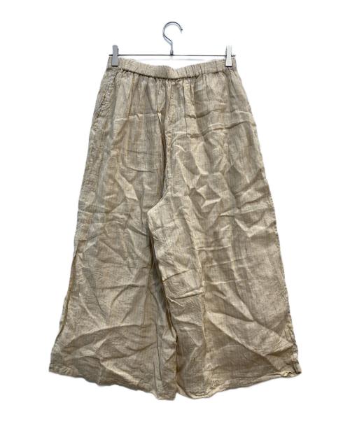 maison de soil（メゾンドソイル）maison de soil (メゾンドソイル) リネンストライプワイドパンツ ベージュ サイズ:2の古着・服飾アイテム