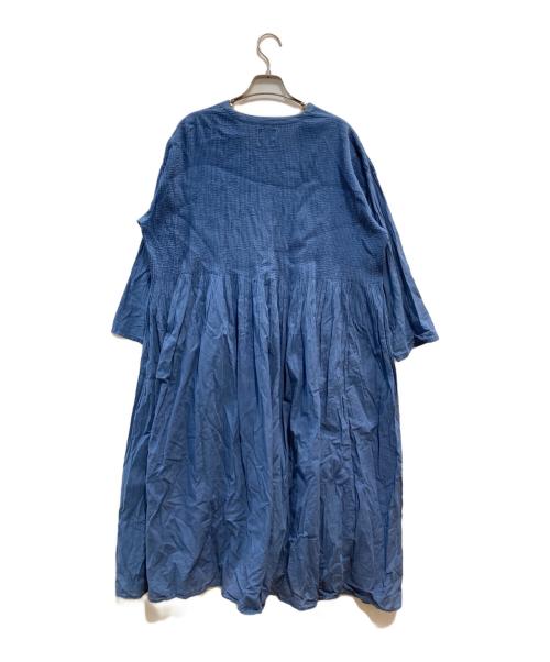 maison de soil（メゾンドソイル）maison de soil (メゾンドソイル) 80s ORGANIC STRIPE(OVERDYE) MINI PINTUCK PULLOVER DRESS ブルー サイズ:2の古着・服飾アイテム