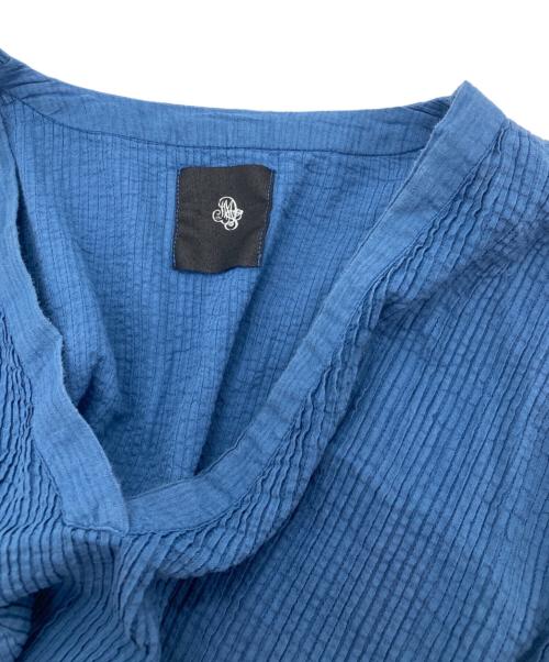 maison de soil（メゾンドソイル）maison de soil (メゾンドソイル) 80s ORGANIC STRIPE(OVERDYE) MINI PINTUCK PULLOVER DRESS ブルー サイズ:2の古着・服飾アイテム