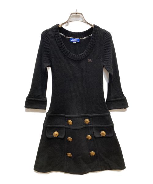 BURBERRY BLUE LABEL（バーバリーロンドンブルーレーベル）BURBERRY BLUE LABEL (バーバリーロンドンブルーレーベル) ニットワンピース ブラック サイズ:38の古着・服飾アイテム