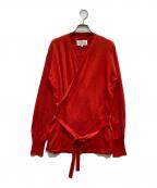 Maison Margielaメゾンマルジェラ）の古着「エルボーパッチニットカーディガン」｜レッド