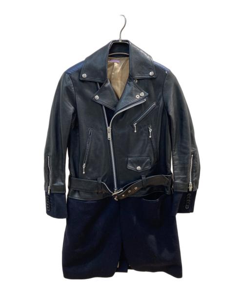 SueUNDERCOVER（スーアンダーカバー）SueUNDERCOVER (スーアンダーカバー) ライダースドッキングフラノコート ブラック サイズ:1の古着・服飾アイテム