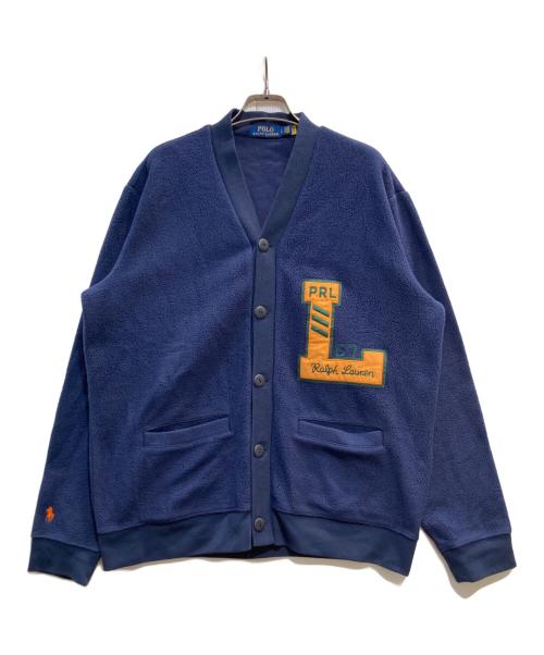 POLO RALPH LAUREN（ポロ・ラルフローレン）POLO RALPH LAUREN (ポロ・ラルフローレン) ロゴワッペンフリースカーディガン ネイビー サイズ:Lの古着・服飾アイテム