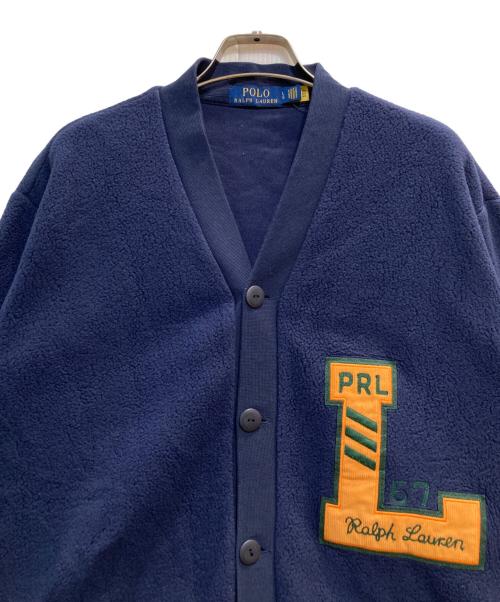 POLO RALPH LAUREN（ポロ・ラルフローレン）POLO RALPH LAUREN (ポロ・ラルフローレン) ロゴワッペンフリースカーディガン ネイビー サイズ:Lの古着・服飾アイテム