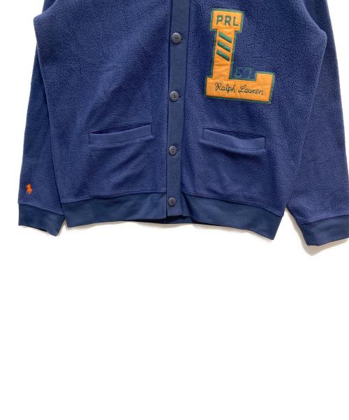 POLO RALPH LAUREN（ポロ・ラルフローレン）POLO RALPH LAUREN (ポロ・ラルフローレン) ロゴワッペンフリースカーディガン ネイビー サイズ:Lの古着・服飾アイテム