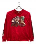 HARLEY-DAVIDSON×LOONEY TUNESハーレーダビッドソン×ルーニーチューンズ）の古着「コラボプリントTシャツ」｜レッド
