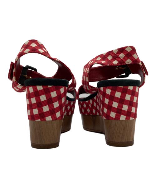 LOUIS VUITTON（ルイ ヴィトン）LOUIS VUITTON (ルイ ヴィトン) ギンガムチェックサンダル レッド サイズ:35の古着・服飾アイテム