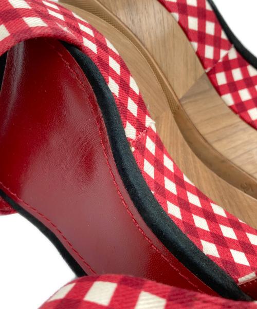 LOUIS VUITTON（ルイ ヴィトン）LOUIS VUITTON (ルイ ヴィトン) ギンガムチェックサンダル レッド サイズ:35の古着・服飾アイテム
