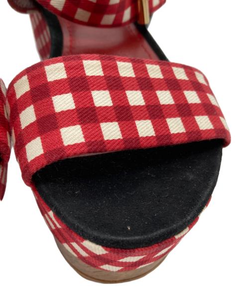 LOUIS VUITTON（ルイ ヴィトン）LOUIS VUITTON (ルイ ヴィトン) ギンガムチェックサンダル レッド サイズ:35の古着・服飾アイテム