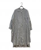 soulberryソウルベリー）の古着「黒に合わせたい、ストライプのワンピース」｜ネイビー×アイボリー