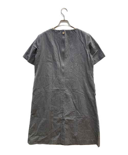 45rpm（45アールピーエム）45rpm (45アールピーエム) ストライプワンピース グレー サイズ:2の古着・服飾アイテム