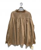 Whim Gazetteウィムガゼット）の古着「バンドカラープルオーバーブラウス」｜ベージュ