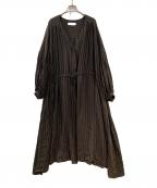 Graphpaperグラフペーパー）の古着「ストライプドローストリングドレス」｜ブラウン