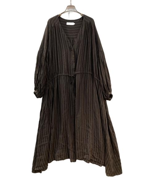 Graphpaper（グラフペーパー）Graphpaper (グラフペーパー) ストライプドローストリングドレス ブラウン サイズ:00の古着・服飾アイテム