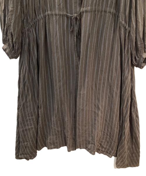 Graphpaper（グラフペーパー）Graphpaper (グラフペーパー) ストライプドローストリングドレス ブラウン サイズ:00の古着・服飾アイテム