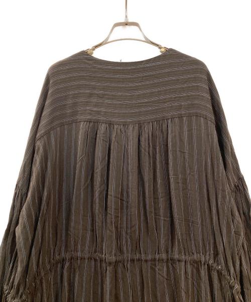 Graphpaper（グラフペーパー）Graphpaper (グラフペーパー) ストライプドローストリングドレス ブラウン サイズ:00の古着・服飾アイテム