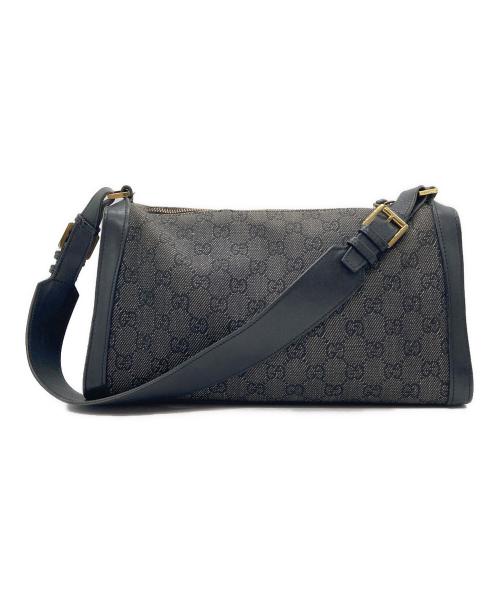 GUCCI（グッチ）GUCCI (グッチ) キャンバスショルダーバッグ ブラックの古着・服飾アイテム