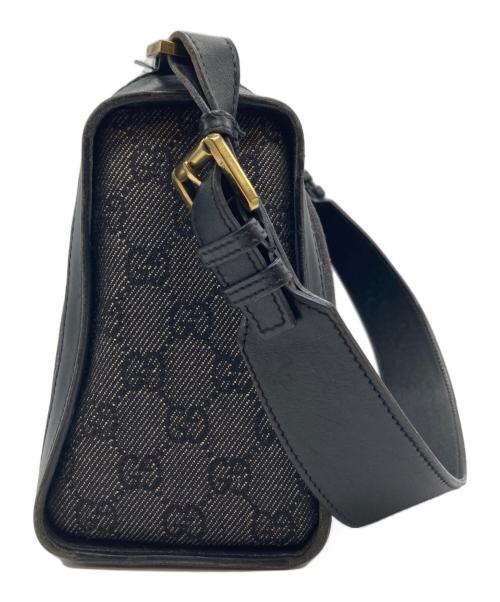 GUCCI（グッチ）GUCCI (グッチ) キャンバスショルダーバッグ ブラックの古着・服飾アイテム