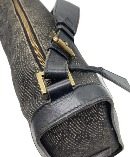 GUCCI（グッチ）GUCCI (グッチ) キャンバスショルダーバッグ ブラックの古着・服飾アイテム