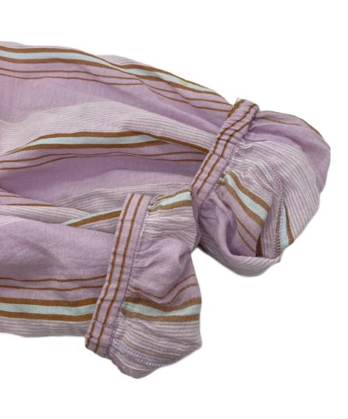 ne quittez pas（ヌキテパ）ne quittez pas (ヌキテパ) COTTON VOILE STRIPE DRESS パープル サイズ:Sの古着・服飾アイテム
