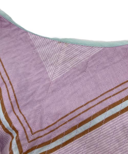 ne quittez pas（ヌキテパ）ne quittez pas (ヌキテパ) COTTON VOILE STRIPE DRESS パープル サイズ:Sの古着・服飾アイテム