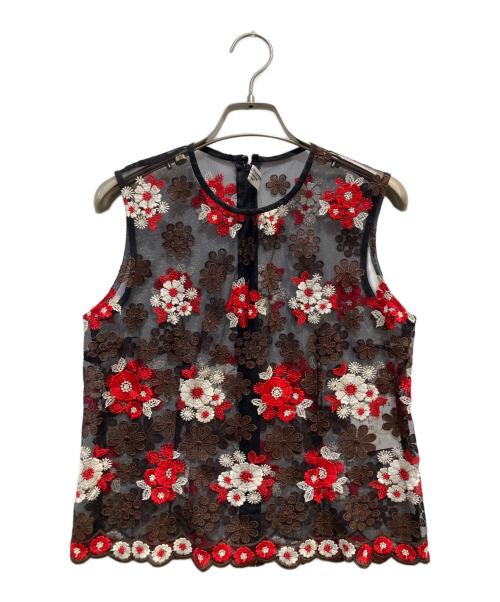 ROBE DE CHAMBRE COMME DES GARCONS（ローブドシャンブル コムデギャルソン）ROBE DE CHAMBRE COMME DES GARCONS (ローブドシャンブル コムデギャルソン) レース刺繍ブラウス ブラック サイズ:Sの古着・服飾アイテム