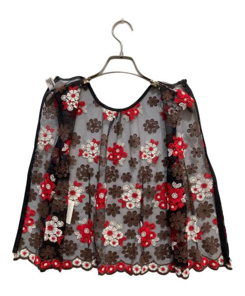 ROBE DE CHAMBRE COMME DES GARCONS（ローブドシャンブル コムデギャルソン）ROBE DE CHAMBRE COMME DES GARCONS (ローブドシャンブル コムデギャルソン) レース刺繍ブラウス ブラック サイズ:Sの古着・服飾アイテム
