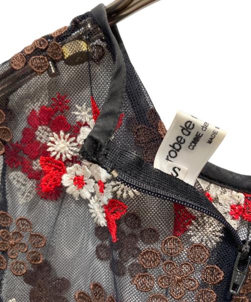 ROBE DE CHAMBRE COMME DES GARCONS（ローブドシャンブル コムデギャルソン）ROBE DE CHAMBRE COMME DES GARCONS (ローブドシャンブル コムデギャルソン) レース刺繍ブラウス ブラック サイズ:Sの古着・服飾アイテム
