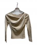 FRAY IDフレイ アイディー）の古着「アシメタックドレープデコルテリブニット」｜ベージュ