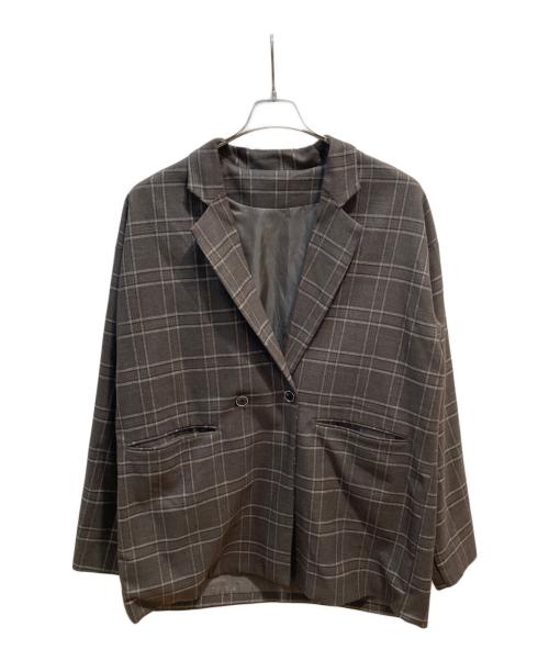 ADRER（アドラー）ADRER (アドラー) チェックジャケット ブラウン サイズ:Lの古着・服飾アイテム