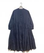 BEARDSLEYビアズリー）の古着「ギャザーワンピース」｜ネイビー