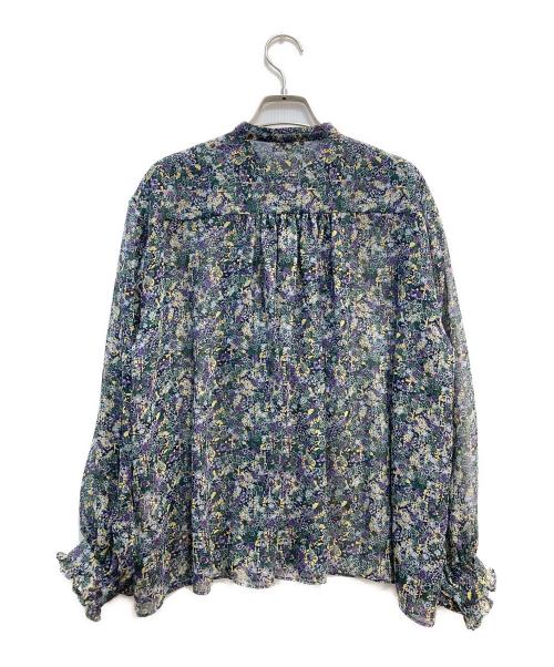 BALLSEY（ボールジィ）BALLSEY (ボールジィ) フローラルプリント フロントフリルブラウス グリーン サイズ:36の古着・服飾アイテム