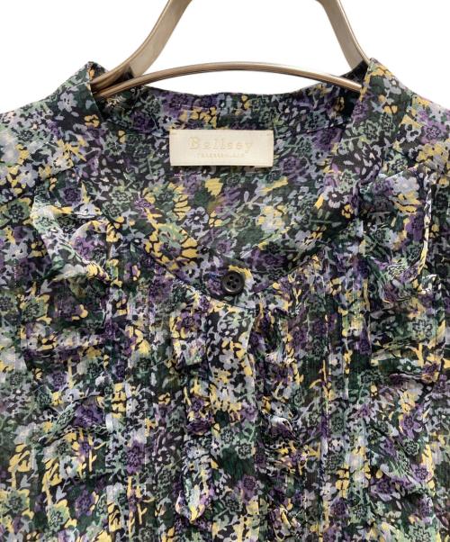 BALLSEY（ボールジィ）BALLSEY (ボールジィ) フローラルプリント フロントフリルブラウス グリーン サイズ:36の古着・服飾アイテム
