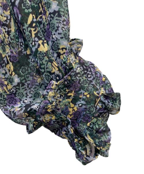 BALLSEY（ボールジィ）BALLSEY (ボールジィ) フローラルプリント フロントフリルブラウス グリーン サイズ:36の古着・服飾アイテム