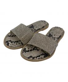 YELLO（イエロ）の古着「ラインストーンフラットサンダル」｜グレー