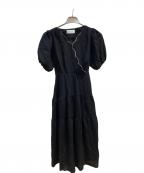 le reve vanillerル レーヴ ヴァニレ）の古着「リボンベルト スカラップ ワンピース」｜ブラック