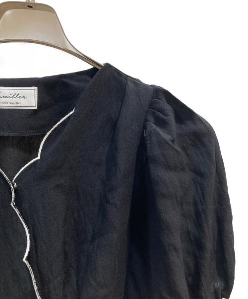 le reve vaniller（ル レーヴ ヴァニレ）le reve vaniller (ル レーヴ ヴァニレ) リボンベルト スカラップ ワンピース ブラック サイズ:Ｍの古着・服飾アイテム