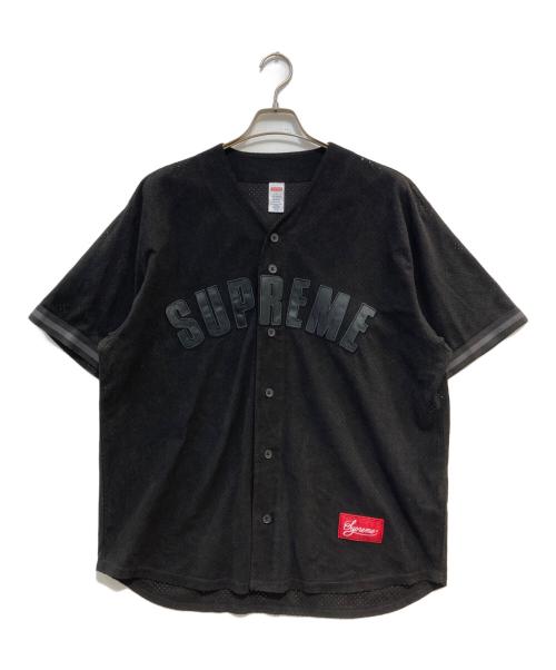 SUPREME（シュプリーム）Supreme (シュプリーム) Ultrasuede Mesh Baseball Jersey ブラック サイズ:Lの古着・服飾アイテム