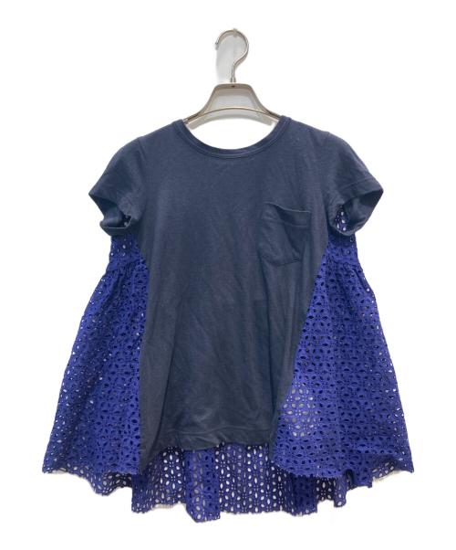 sacai（サカイ）sacai (サカイ) レース切替tシャツ ネイビー サイズ:1の古着・服飾アイテム