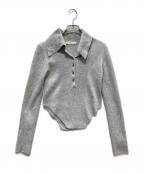 Sea Room lynnシールームリン）の古着「リネンコンビbigcollarサイドカットニット」｜グレー