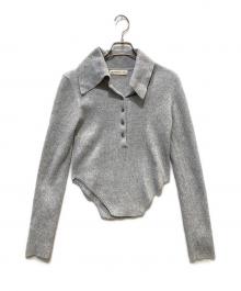 Sea Room lynn（シールームリン）の古着「リネンコンビbigcollarサイドカットニット」｜グレー