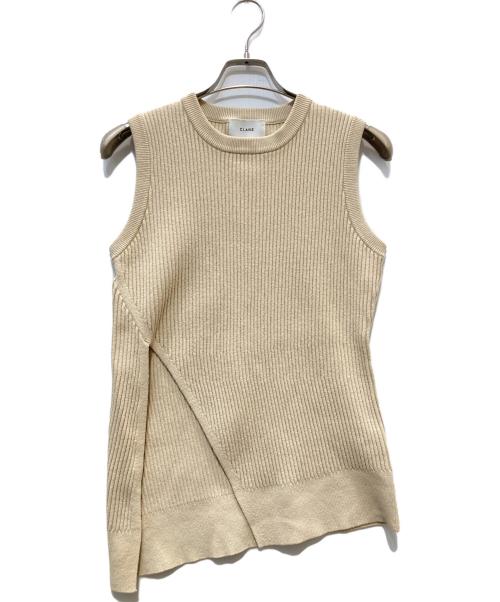 CLANE（クラネ）CLANE (クラネ) SLANT CUT NO SLEEVE KNIT TOPS - IVORY ベージュ サイズ:1の古着・服飾アイテム