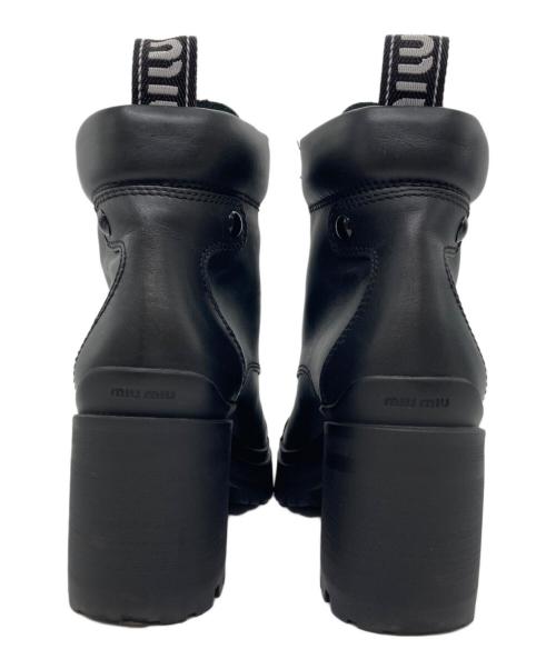 MIU MIU（ミュウミュウ）MIU MIU (ミュウミュウ) レザーアンクルブーツ ブラック サイズ:37の古着・服飾アイテム