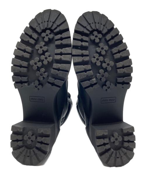 MIU MIU（ミュウミュウ）MIU MIU (ミュウミュウ) レザーアンクルブーツ ブラック サイズ:37の古着・服飾アイテム