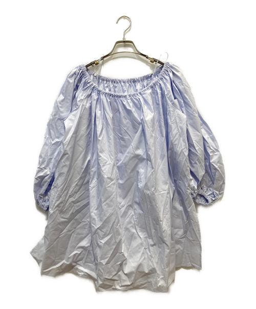 HERITANOVUM（ヘリテノーム）HERITANOVUM (ヘリテノーム) オフショルダーブラウス スカイブルー サイズ:Fの古着・服飾アイテム