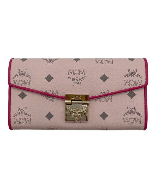MCM（エムシーエム）MCM (エムシーエム) チェーンフラップロングウォレット ピンクの古着・服飾アイテム